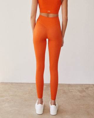 joja rise legging orange womens seamless athletic legging