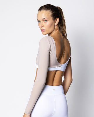 Long-Sleeve One-Shoulder FormFit Bra - Dove/Sand