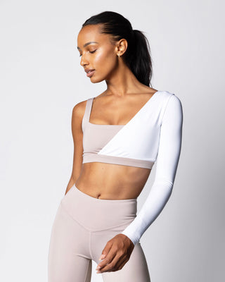 Long-Sleeve One-Shoulder FormFit Bra - Sand/Dove