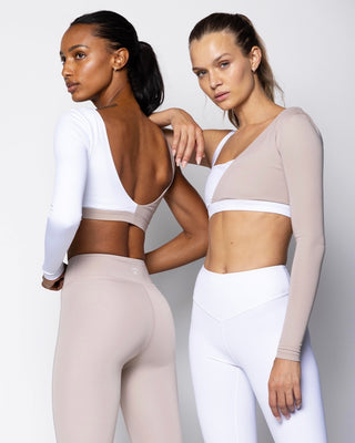 Long-Sleeve One-Shoulder FormFit Bra - Dove/Sand