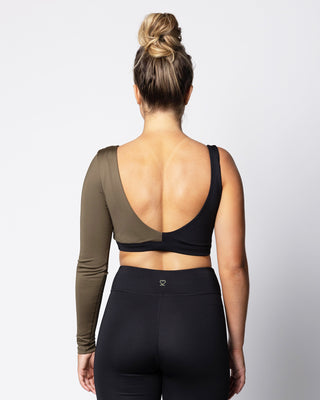 Long-Sleeve One-Shoulder FormFit Bra - Jet/Army