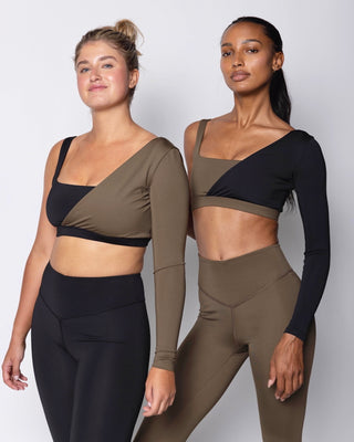Long-Sleeve One-Shoulder FormFit Bra - Jet/Army