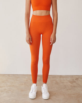 joja rise legging orange womens seamless athletic legging