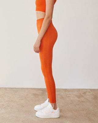 joja rise legging orange womens seamless athletic legging