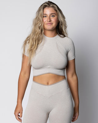 Joja inhale t-shirt womens tan athletic shirt